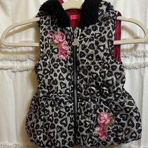 Toddler Betsey Johnson Black and Pink Leopard Vest